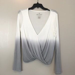 NWT White and grey long sleeve top